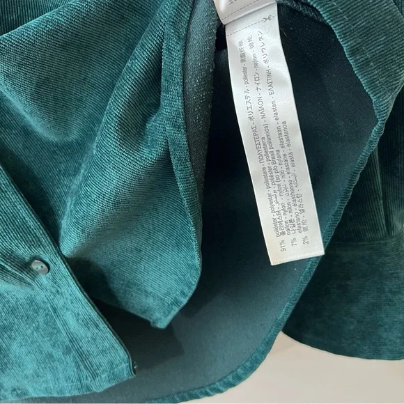 Zara Emerald Green Corduroy Button Front Shirt - Picture 5 of 7